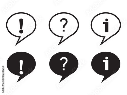 Question, exclamation and information mark with speech bubble icon in line style. mark simple black style symbol sign for apps and website illustration eps 10,