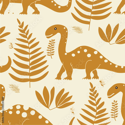Seamless patterns featuring dinosaurs in various styles, from Cambrian to Jurassic periods. Designs include striped, camouflaged, and playful motifs. Ideal for textiles, wallpapers, and creative proje