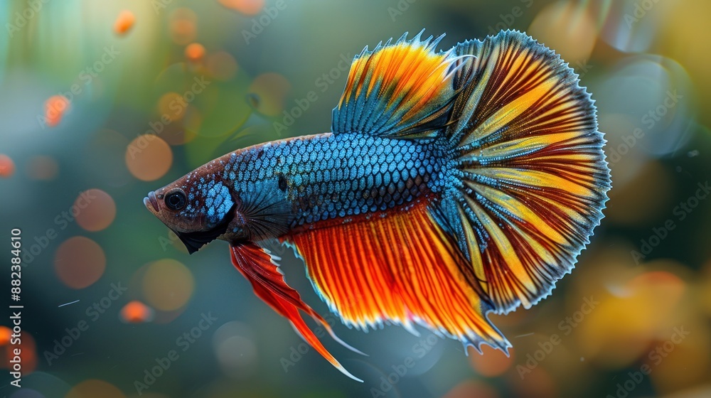 Colorful Betta Fish in a Blurred Background Colorful Betta Fish in a Blurred Background