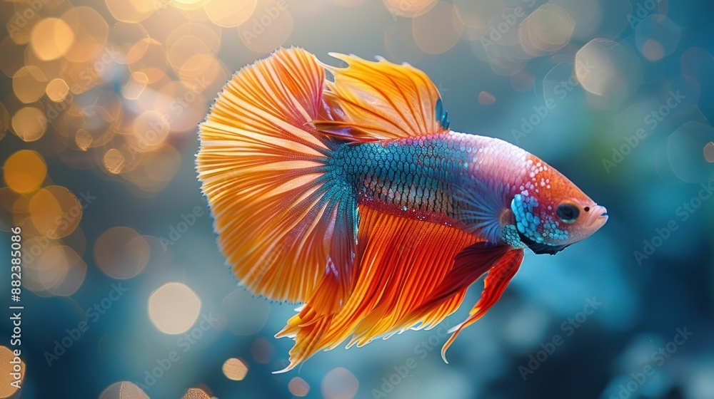 Vibrant Betta Fish in Aqua Bokeh Vibrant Betta Fish in Aqua Bokeh