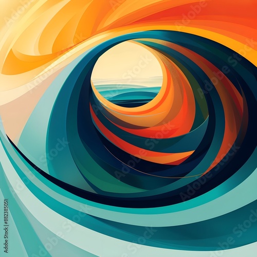 a PowerPoint slide that uses the metaphor of a stylyzed whirlpool to show how 3 elements converge into, flat illustration in the colors of pwc 3 photo