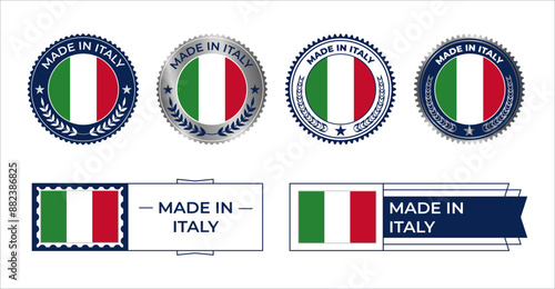 Italy Flag Stamp. Made in Stamp Isolated in White Background. Symbol, Vector, Icon, Illustration.
