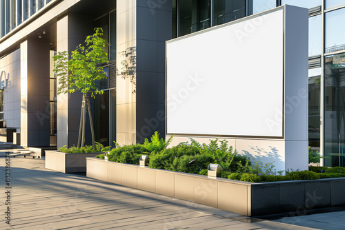 Blank White Metal office park monument sign for branding