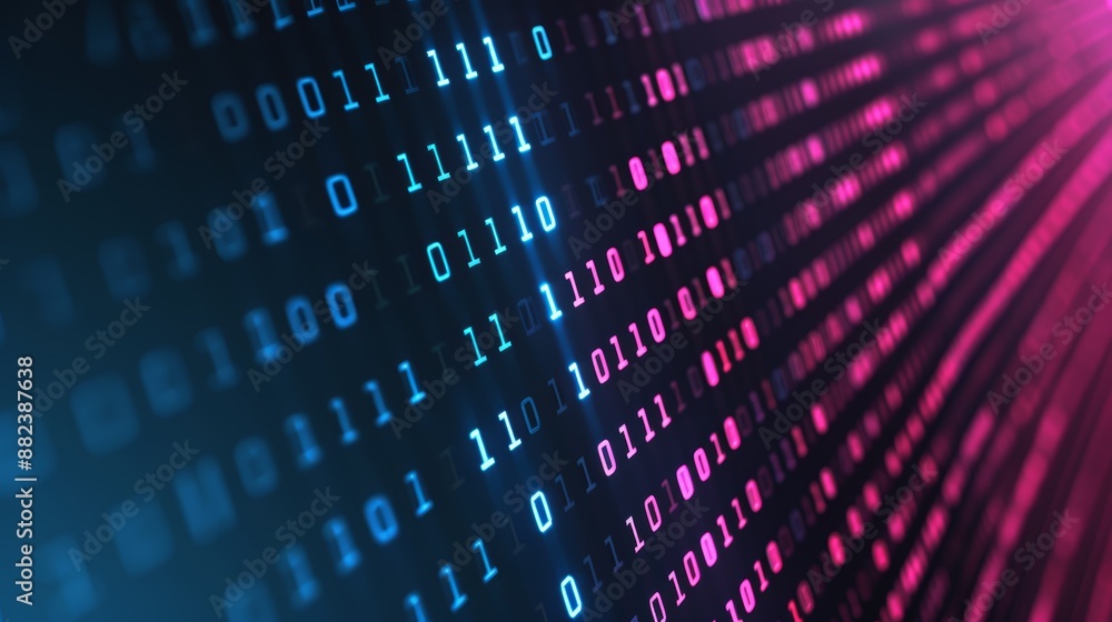 Abstract binary code pattern in blue and pink hues Abstract binary code pattern in blue and pink hues