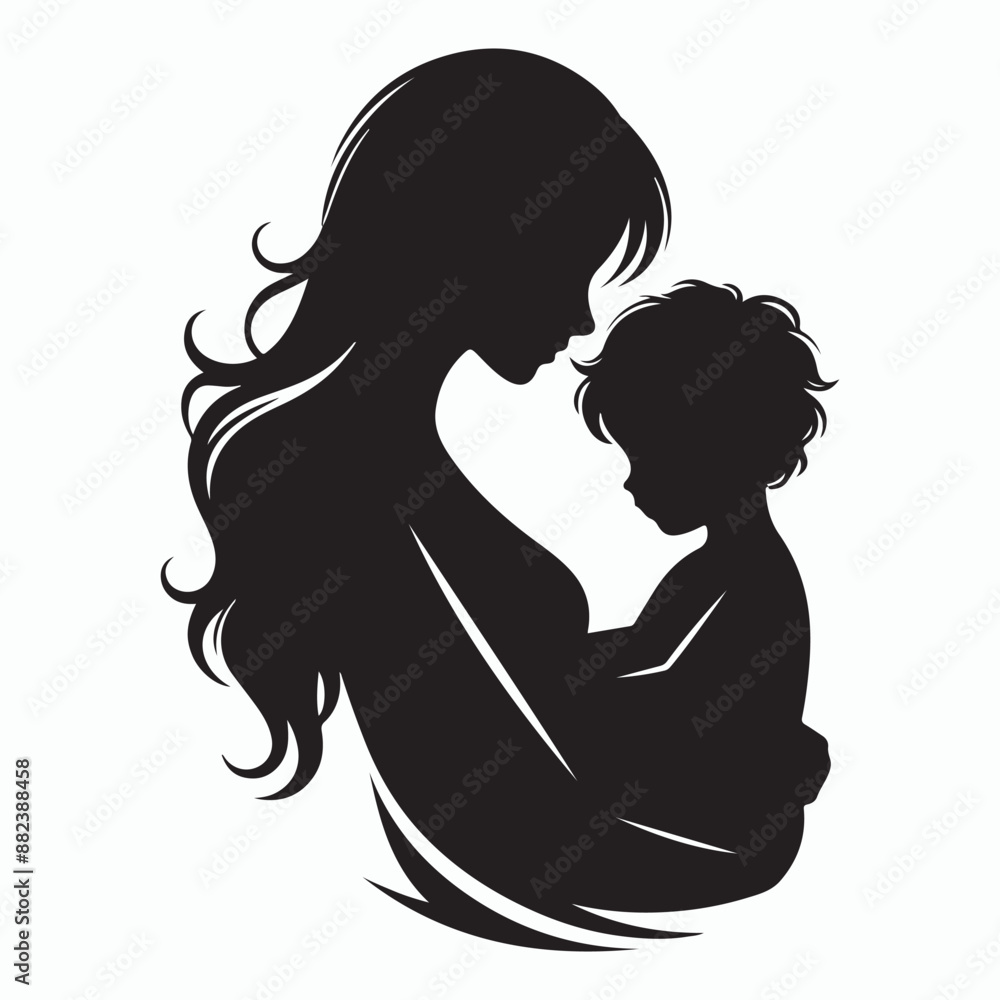happy mother and child silhouette vector happy mother and child silhouette vector
