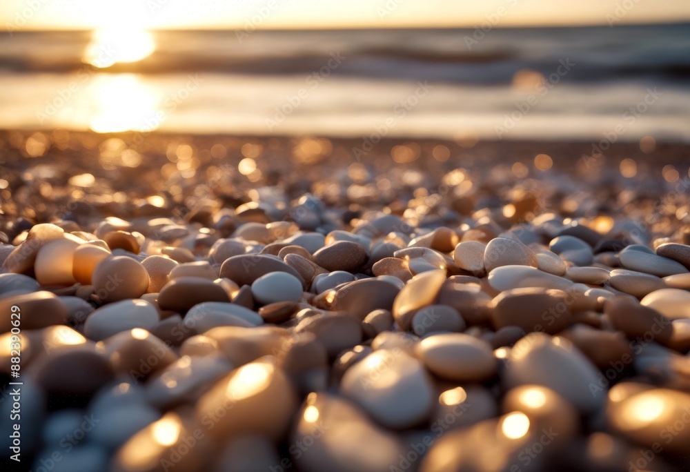 Fototapeta premium during ocean nature pebbles rock cloud beach landscape sunset sea pebble calm