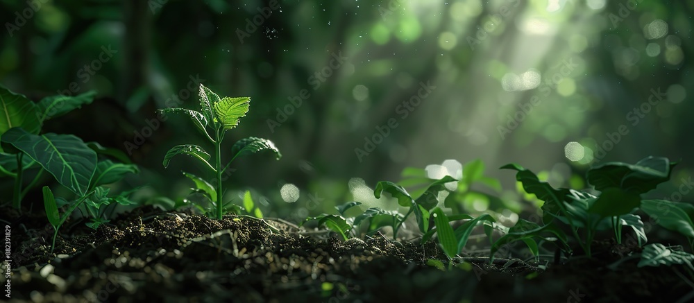 Green Sprout Emerging in a Forest Green Sprout Emerging in a Forest