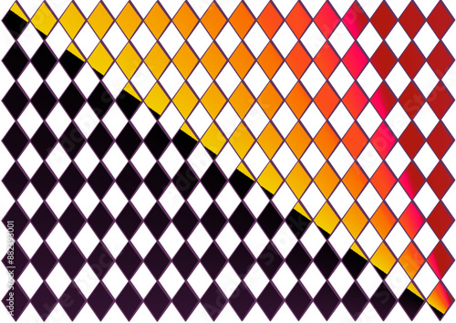 Sfondo con rombi di colore nero, viola, rosso, rosa e giallo - grafica vettoriale geometrica - disegno astratto
