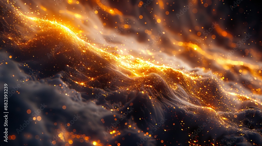 Naklejka premium A dark background with fire and smoke.