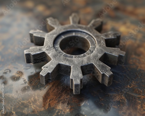 Metal gear and cog wheel 3d icon illustration. Engineering, industry and technology concept design.