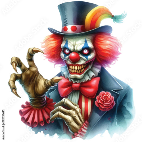 Halloween Carnival Clown Watercolor Clipart