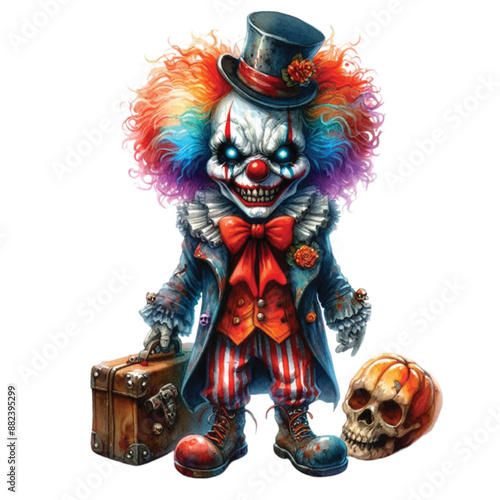 MobileHalloween Carnival Clown Watercolor Clipart