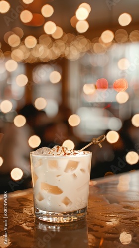 Delicious White Russian Cocktail with Creamy White Foam in High Fidelity Image