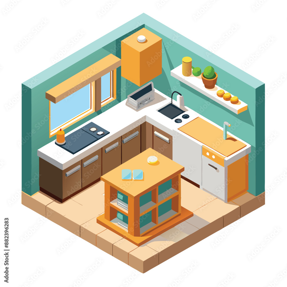 Obraz premium vector 3d Kitchen room