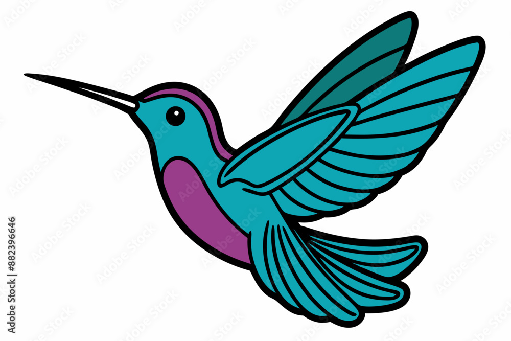 Pink Hummingbird Vector Illustration with Long Beak on White Background Pink Hummingbird Vector Illustration with Long Beak on White Background