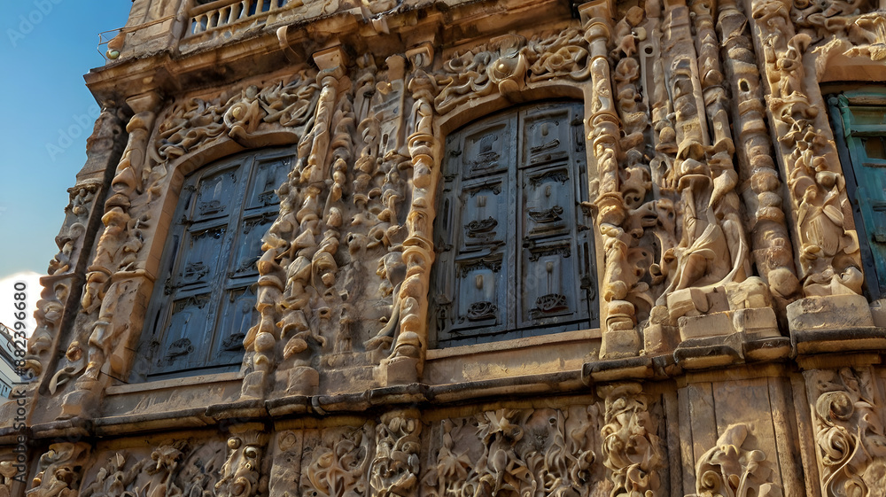 Fototapeta premium old window in the building, ai generated