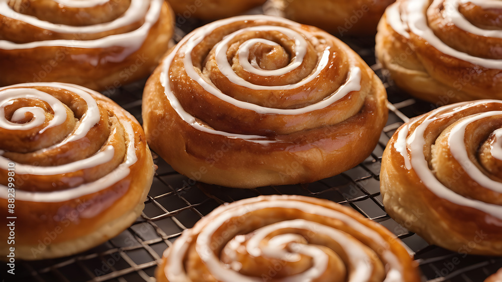 A freshly baked cinnamon buns. Generative AI A freshly baked cinnamon buns. Generative AI
