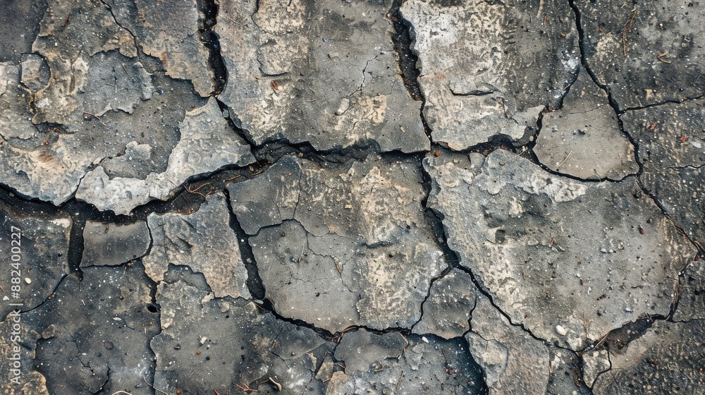 Fototapeta premium Background of an old concrete road with surface cracks