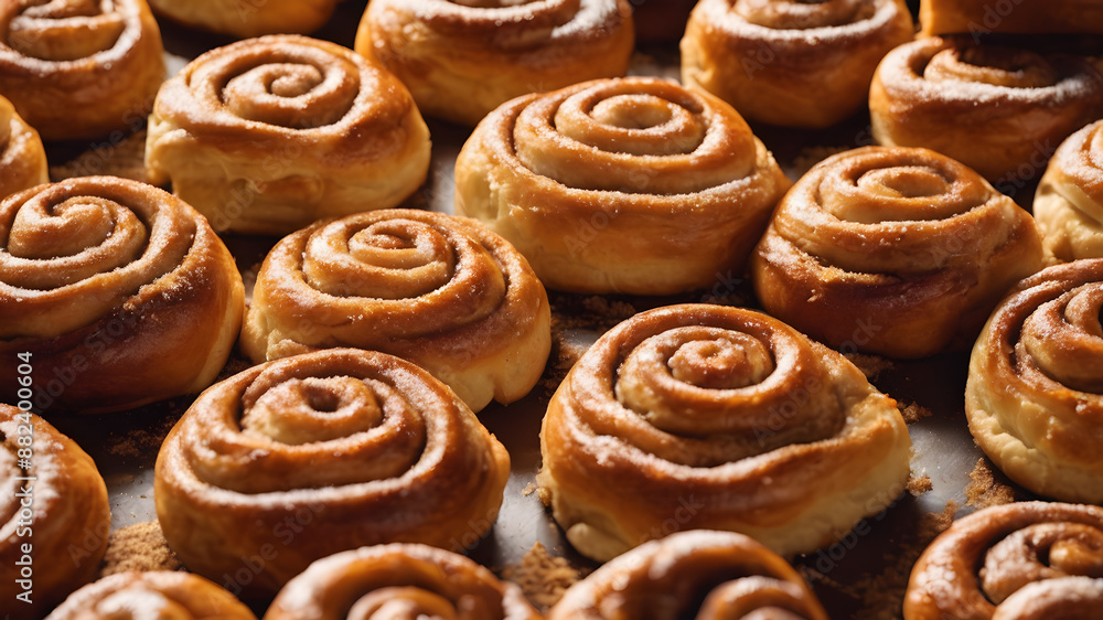 Fototapeta premium A freshly baked cinnamon buns. Generative AI