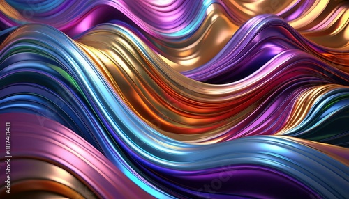 Abstract colorful Metallic Wavy Background. Generative AI 