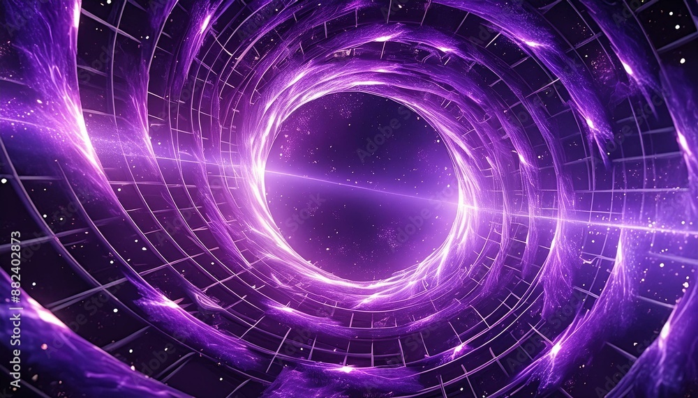 Wormhole portal on the cosmos space with purple lightning sparks Wormhole portal on the cosmos space with purple lightning sparks