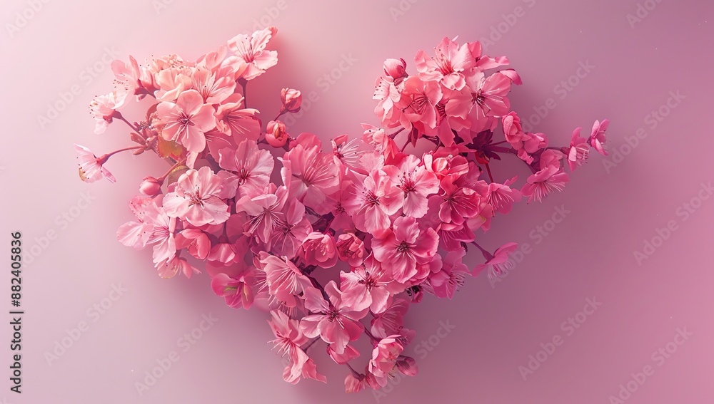 Pink Sakura Blossoms in Heart Shape Pink Sakura Blossoms in Heart Shape