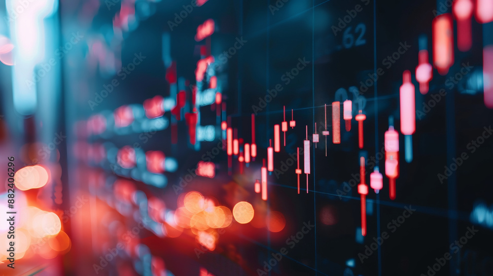 Aktienkurs digitale Währung Devisen aufsteigend und absteigend Bildschirm mit digitalen Statistik Aktienkurs digitale Währung Devisen aufsteigend und absteigend Bildschirm mit digitalen Statistik