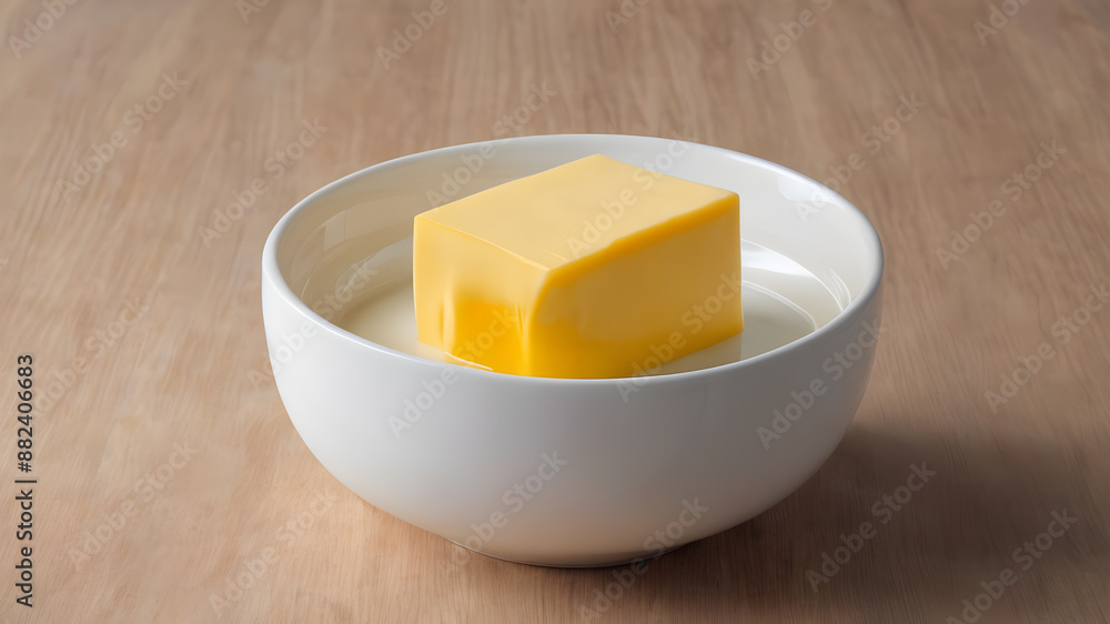 A single butter pod, isolated in a white ceramic bowl. Generative AI A single butter pod, isolated in a white ceramic bowl. Generative AI