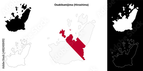 Osakikamijima (Hiroshima) outline map set