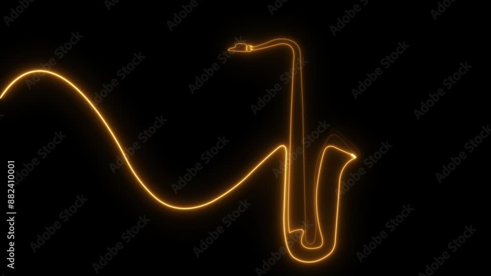 Neon saxophone. Line art. Glowing neon line. Musical instrument. Isolated on black background. Sax Music. Concert and bar animation. Party. Saxophone player. Brass instrument. Sax music. Music art.
Neon saxophone. Line art. Glowing neon line. Musical instrument. Isolated on black background. Sax Music. Concert and bar animation. Party. Saxophone player. Brass instrument. Sax music. Music art.