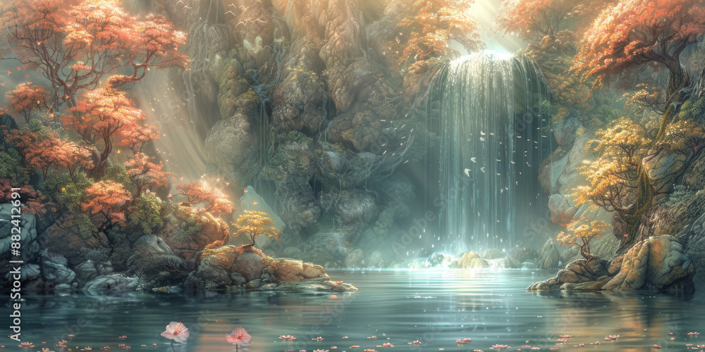Fototapeta premium 緑のある水彩風のテクスチャ背景