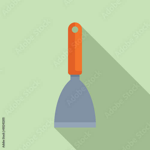 Flat design icon of a putty knife for construction on a green background