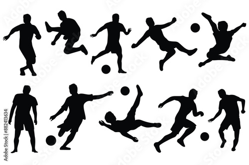 Wallpaper Mural Set of silhouettes of soccer players on a white background. Vector illustration Torontodigital.ca