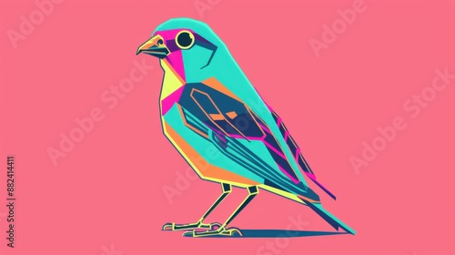 Animated bird on a monochrome background photo