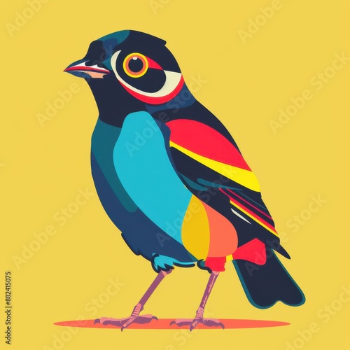 Animated bird on a monochrome background photo