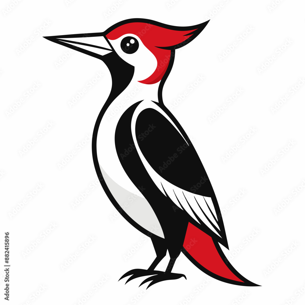 Fototapeta premium Woodpecker vector silhouette white background