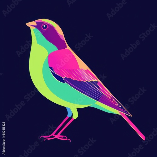 Animated bird on a monochrome background photo