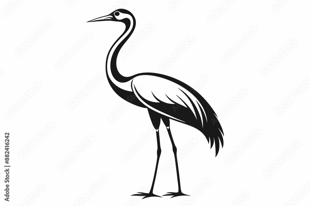 Fototapeta premium clean line art silhouette Crane vector white background
