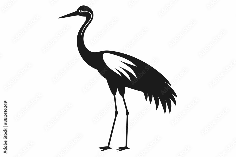 Fototapeta premium clean line art silhouette Crane vector white background
