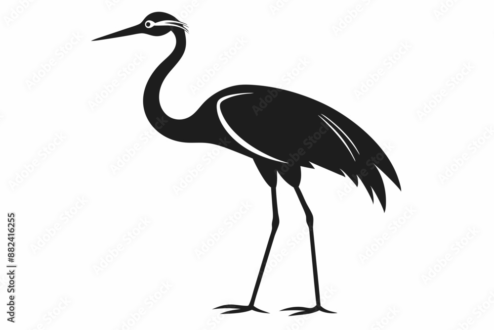 Fototapeta premium clean line art silhouette Crane vector white background