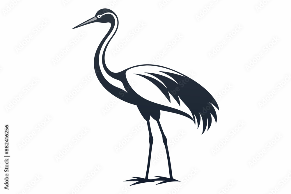 clean line art silhouette Crane vector white background clean line art silhouette Crane vector white background