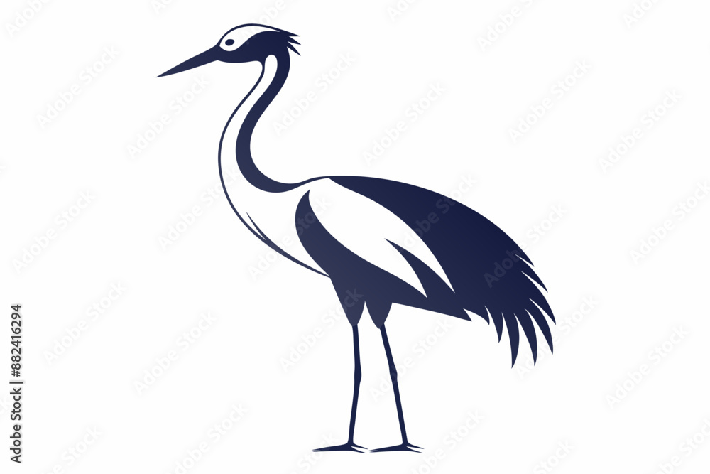 Fototapeta premium clean line art silhouette Crane vector white background