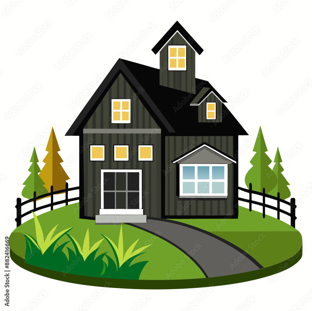 Naklejka premium farm House in black color vector white background