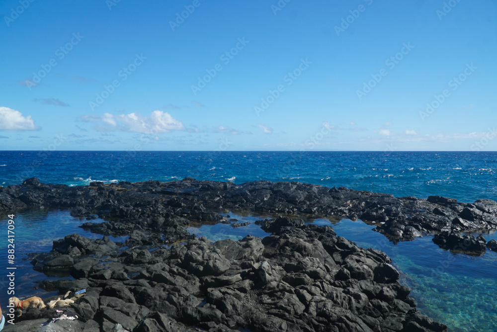 Hawaii Blue Ocean Lava Rocks Sky Hawaii Blue Ocean Lava Rocks Sky