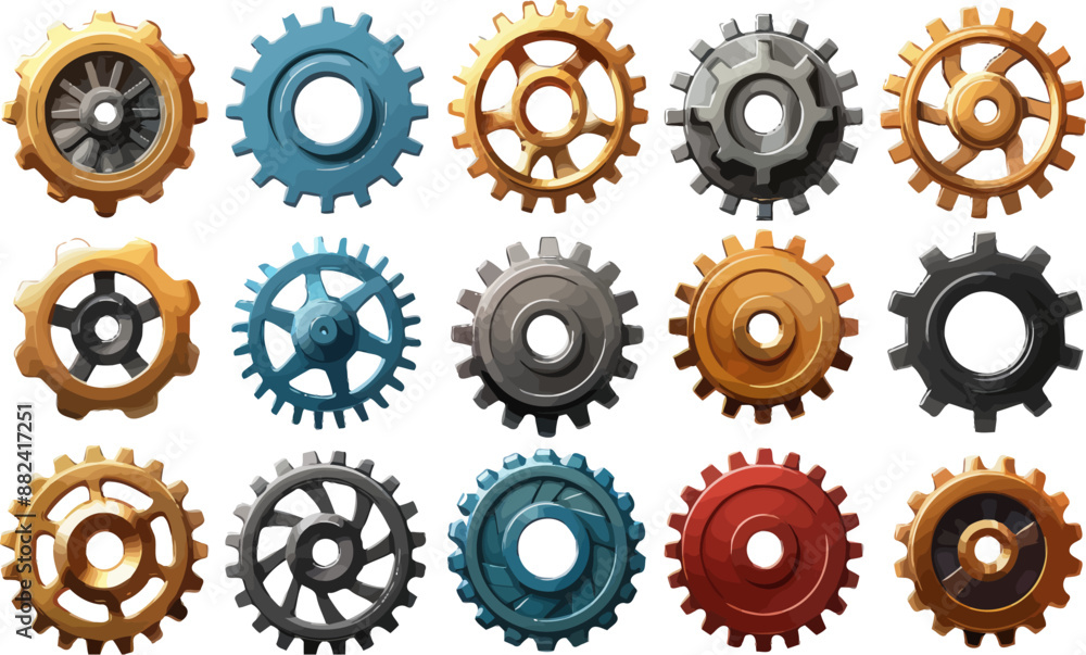 Precision Gear Cogs: Industrial Engineering Icons Precision Gear Cogs: Industrial Engineering Icons