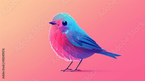 Animated bird on a monochrome background photo