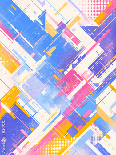 カラフルでポップな幾何学模様の背景素材「AI生成画像」