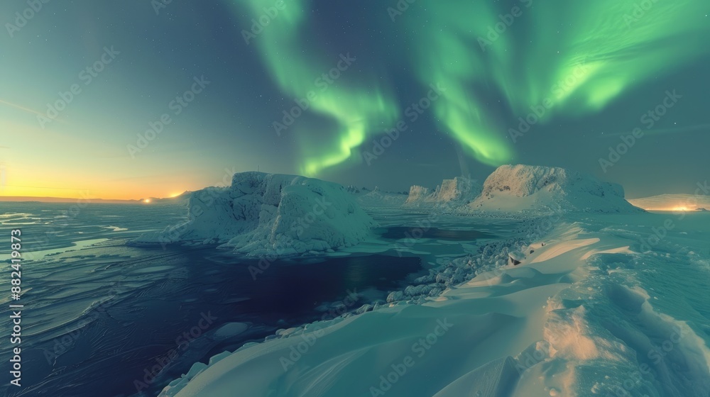 Naklejka premium Dancing Ribbons of Polar Night Aurora