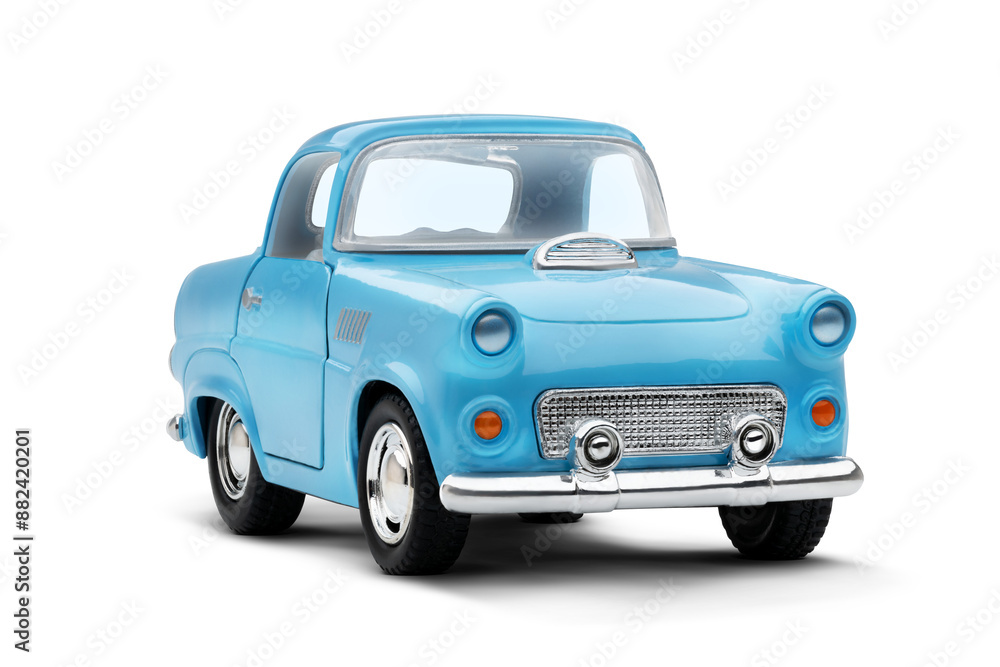Front and right Side View of Blue Toy Car on transparent Background Front and right Side View of Blue Toy Car on transparent Background