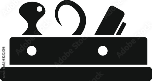 Simple icon of a smoothing plane being used for woodworking and carpentry